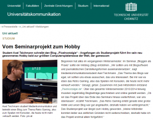 TU Chemnitz Vom Seminarprojekt zum Hobby